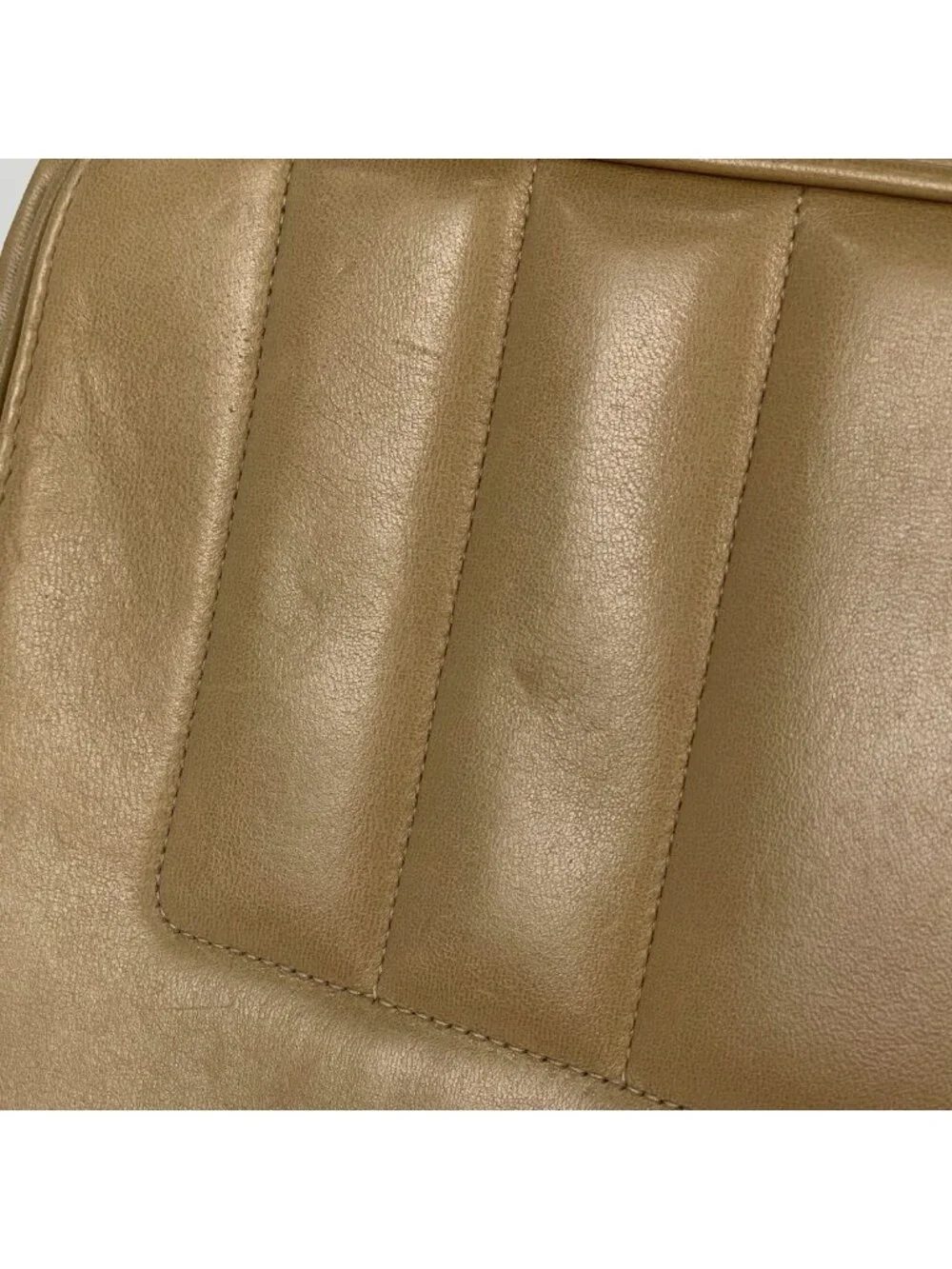 Chanel Shoulder Bag CC Logo Mademoiselle Leather Beige